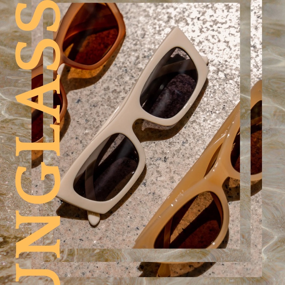 Chic Cream Rectangular Sunglasses